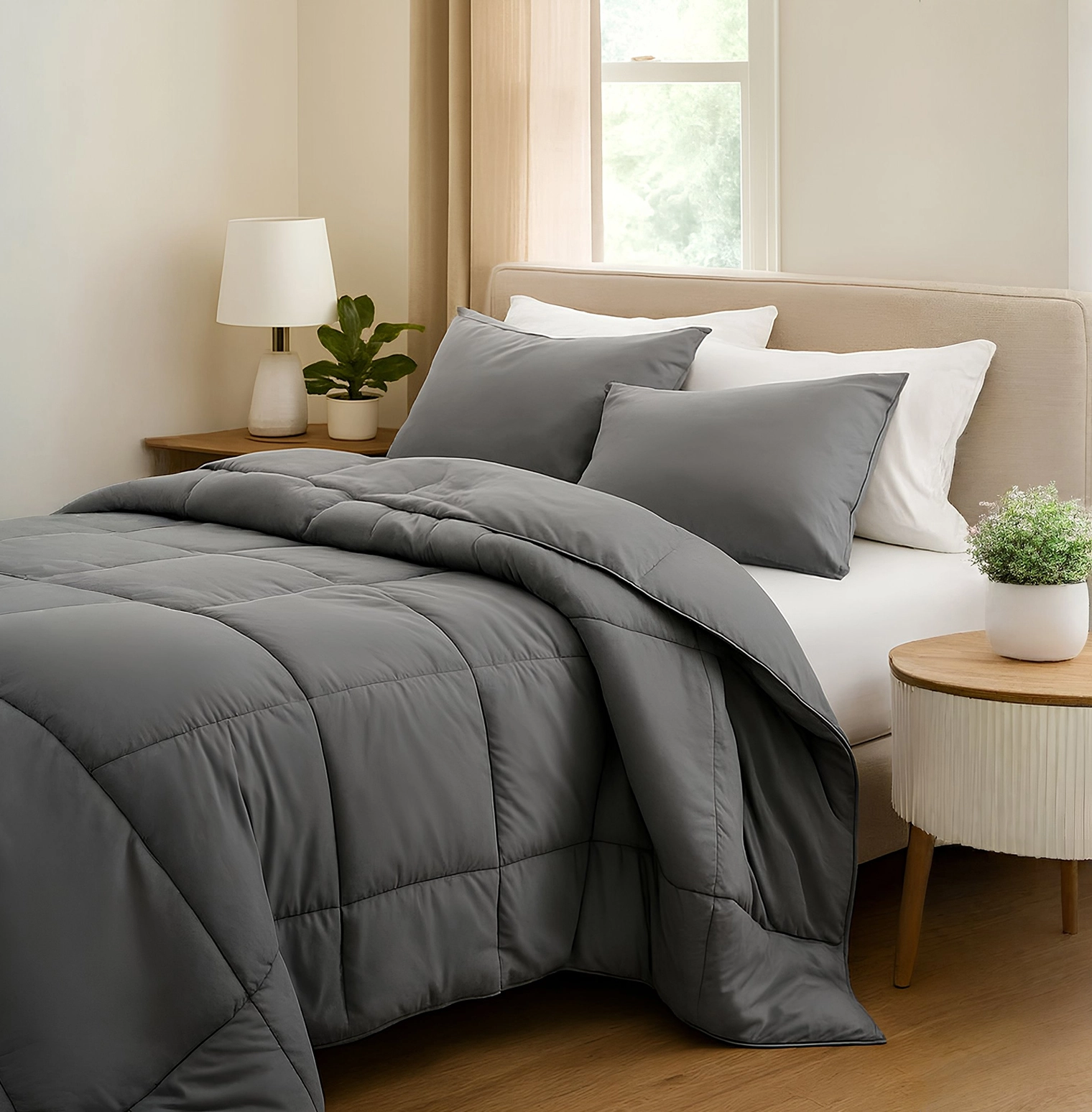 5 PCS. COMFORTER SATIN MAGIC QUEEN